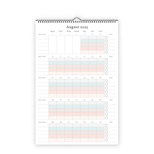 2025 Family Wall Calendar A3 Size, Family Planner and Schedule All in One Including To Do Lists